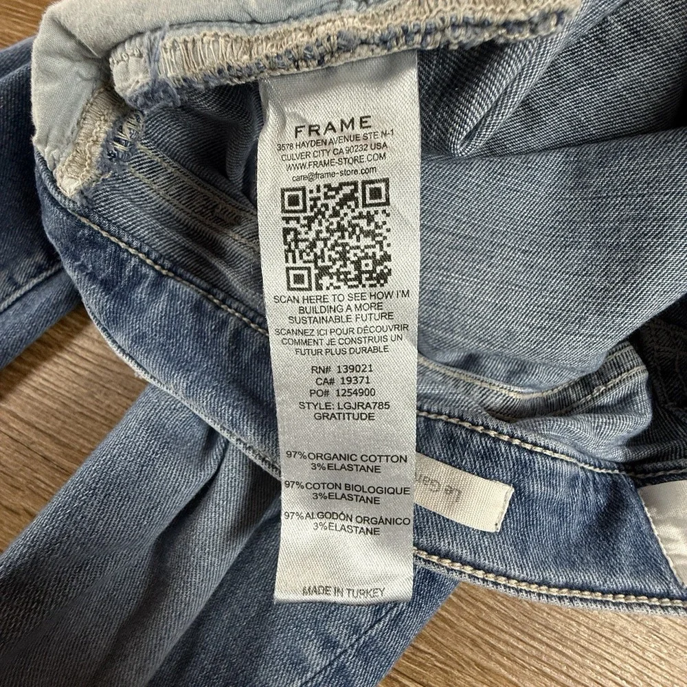 FRAME Le Garcon Women's 28 Blue Crop Skinny Jeans Raw Hem Stretch Denim Designer